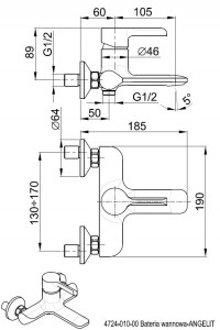 Bateria wannowa {KFA ANGELIT chrom}
