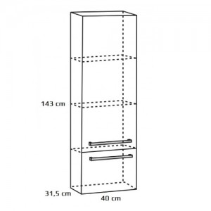 Regał wysoki {Antado Spektra FDF-492GT-62 40×31,5×143 cm}