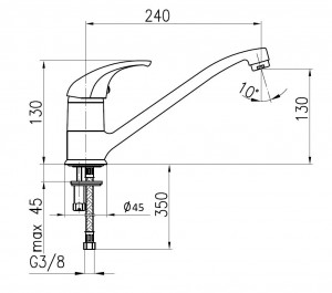 Bateria zlewozmywakowa z wylewką obrotową 240 mm {KFA BARYT}