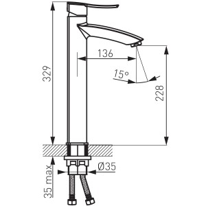 Bateria umywalkowa stojąca nablatowa Veneto {VeldeLine BVN2LVL}