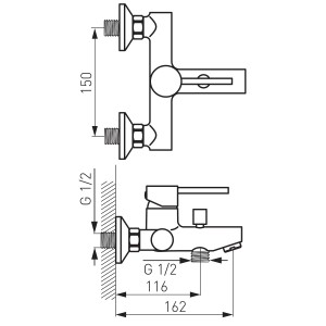 Bateria wannowa ścienna Fiesta {Ferro Fiesta BFI1}