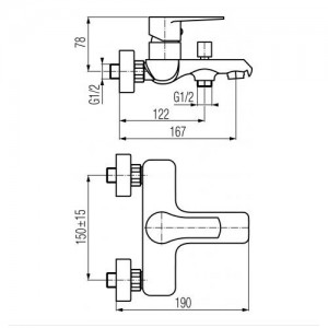 Bateria wannowa ścienna {Valvex DALI WHITE}