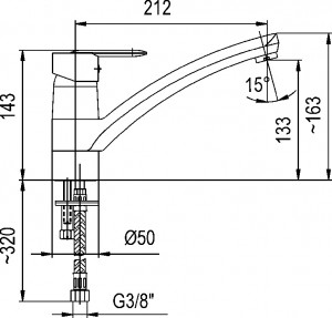 Bateria zlewozmywakowa z wylewką obrotową 212 mm {KFA CYRKON}