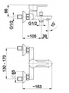 Bateria wannowa {KFA GRANAT chromowana}