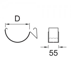 Łącznik rynny z klamrą {Plannja 10 cm}