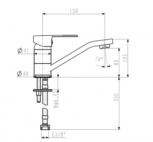 Bateria umywalkowa z obrotową wylewką 150 mm {KFA SOFIT}
