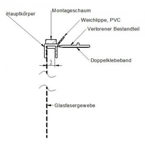 Listwa dylatacyjna przyokienna z siatką i uszczelką {Bella Plast BP13 MINI U L300 PCV 3000mm}