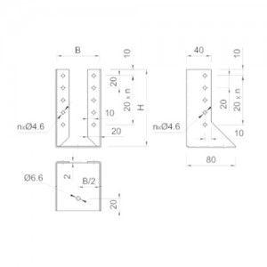 Wspornik belki wewnętrzny {Koelner D-WC 60×100 mm}